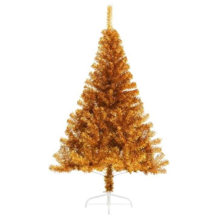 Kunstkerstboom met standaard, 180 cm hoog, kunstkerstboom, kerstboom, kunstboom, hoge kerstboom van PET en staal, goud
