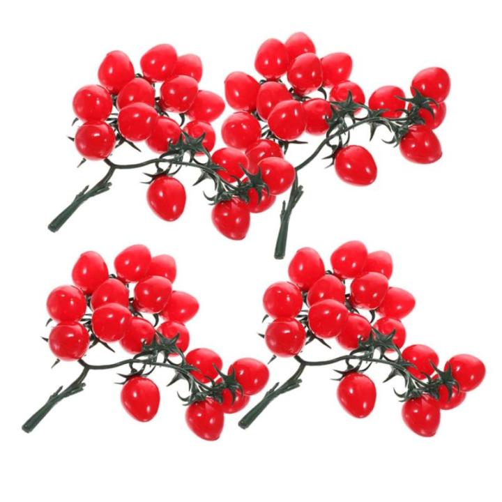 12 STK Simulierte Kirschtomaten Kirschtomatenmodell Gefälschte Kirschtomaten Schmücken Mini-Cherry-Tomaten Simulation Kirschtomaten Zuhause Gefälschte Fruchtstütze PVC Rot