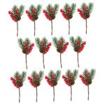15 stuks kunstmatige dennenappels rode bessenstelen rode bessenplukkers kerstboom bessenstelen spray voor kunstmatige dennentakken, dennenappels, takken, kransen, dennenstam, schui