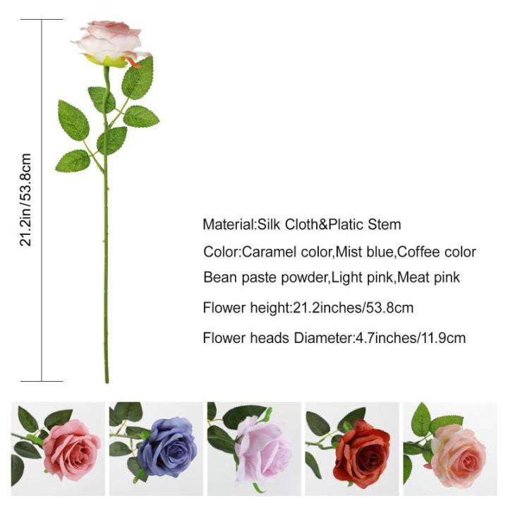 10 stuks kunstmatige rozenbloemen, dubbele kleur enkele stengel neprozen bloemen voor thuis feest bruiloft boeket (kleurverloop kleur, koffie)