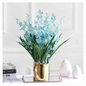 Kunstblumen Künstliche Blumen im Keramiktopf, gefälschte Orchideen-Phalaenopsis-Blumenarrangement für Zuhause, Büro, Küche, Schlafzimmer, Dekoration für jeden Anlass