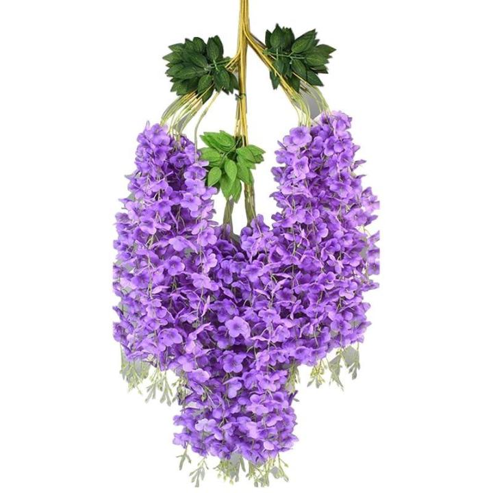 Künstliche Glyzinien Hängeblumen 12 Stück Simulation Seidenblume Hortensie für DIY Girlande Ranke Blumen Schnur nach Hause