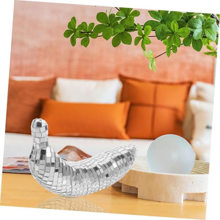 4 Stück Disco-Banane Gefälschte Banane Reflektierendes Disco-Ornament Reflektierende Discokugel Hängende Discokugel Bühnenbeleuchtungskugel Bananenverzierung Bananenfigur Glas