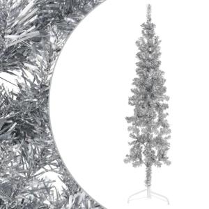 Künstlicher Weihnachtsbaum Silber 180 cm Höhe PVC-Material Halb-Weihnachtsbaum Platzsparend Wand Christbaum Innen- und Außenbereich Wirtschaftliche Weihnachtsdekoration Festlich