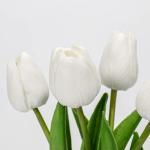 Kunstbloemen, kunsttulpen, net als echte echte tulpen, hoogte 30 cm, met vaas van keramiek, decoratieve kunstplant (wit)