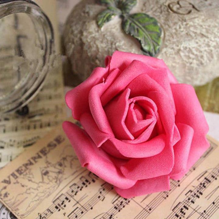 50 x schuimhoofden, bloemhoofden, kunstbloemen, bruidsboeket, huisdecoratie, rozen - roze, 7,5 - 7,5 cm