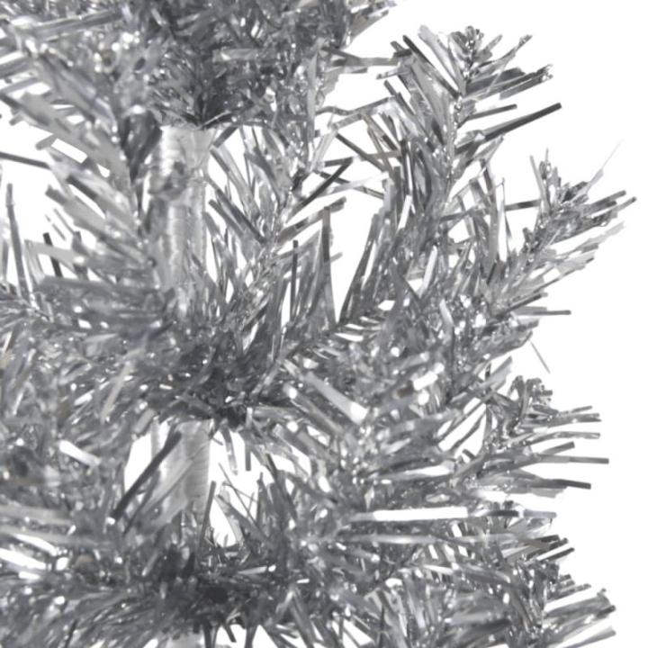 Künstlicher Weihnachtsbaum Silber 240 cm Höhe PVC-Material Halb-Weihnachtsbaum Platzsparend Wand Christbaum Innen- und Außenbereich Wirtschaftliche Weihnachtsdekoration Festlich