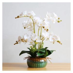 Kunstblumen Künstliche Phalaenopsis-Blumenarrangements, künstliche Pflanzen mit Keramiktopf für den Innen- und Außenbereich, Hausgartendekoration für jeden Anlass