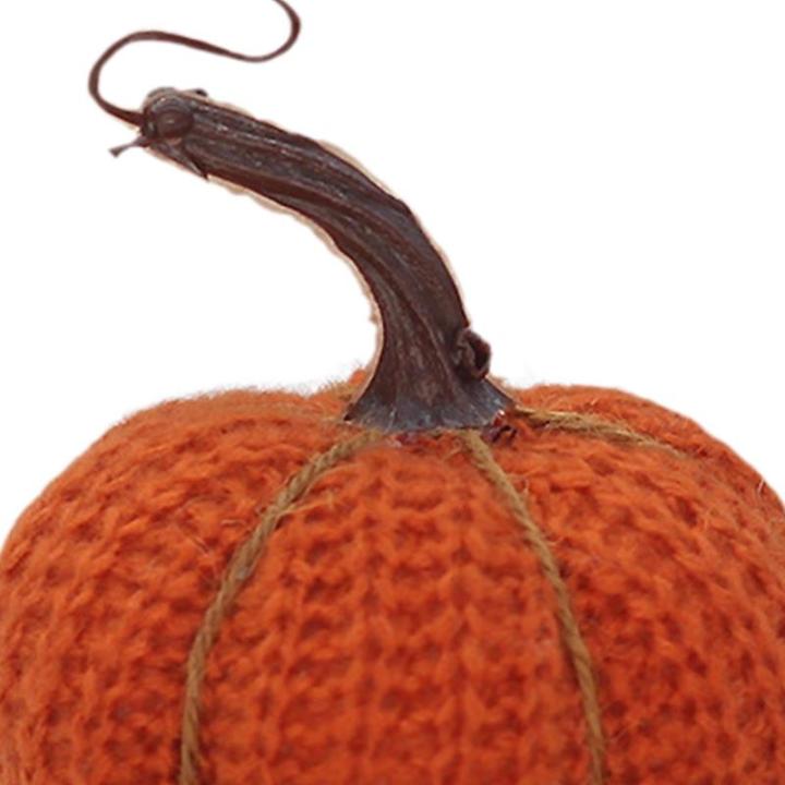 Stoffen pompoen, gebreide pompoen, boerderijdecoratie, rustieke pompoenornament, oogstdankkoen om te versieren als oogstcadeau, 12,7 cm