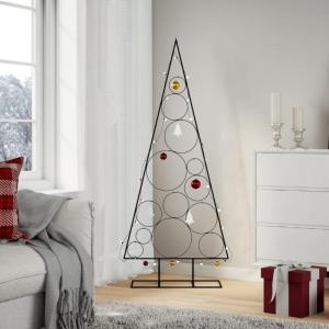 Metalen kerstboom groot voor decoraties, dennenboom van metaal, 150 cm, kerstboom met standaard, ruimtebesparende doe-het-zelf decoratie, dennenboom, zwart