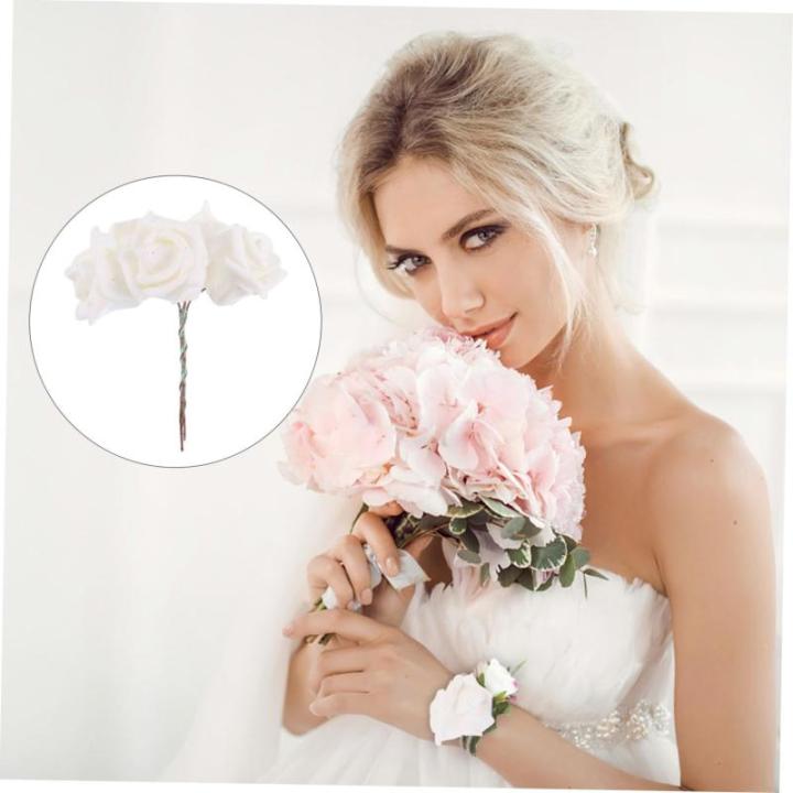 50 Stück Rosenkopf Künstliches Blumendekor Aussehende Gefälschte Rose Simulationsblumenstrauß Künstlicher Rosenstrauß Gefälschte Blumenköpfe Künstliche Blumen Weiß Sport