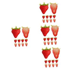 4 Sätze Künstliche Erdbeere Modell Mit Gefälschten Früchten Gefälschte Erdbeere Erdbeer-Dekorationen Erdbeer-Party-Dekorationen Erdbeeren-dekor Falsches Obst PVC 10 Stück * 4