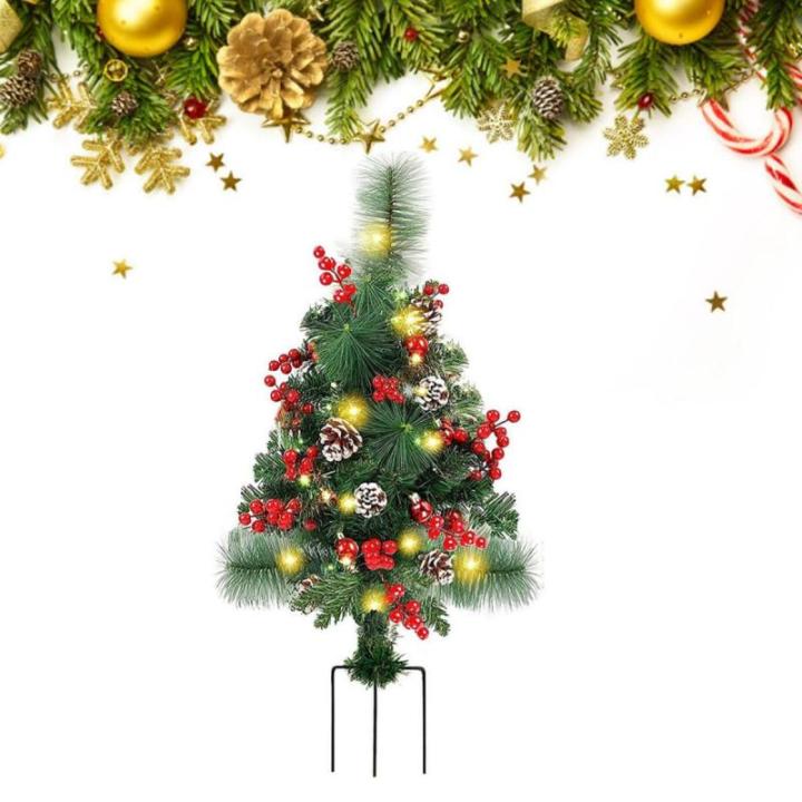 Holiday Planter Filler, Artificial Christmas Urn Filler, Faux Christmas Flowers for Outdoor Planters, Lighted Artificial Christmas Pre-lit Decorations with Tripod Stake, Pot Filler