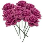 Kunstrozenbloemen met steel als kunstmatige decoratieve rozen van was, 10 roze rozenblaadjes als echt voor bloemstukken, bloemendecoratie, waxrozen als kunstrozen, begraafplaats, g