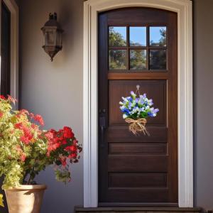 Künstliche Blume Rattan Korb Kranz Anhänger Türbehänge Simulationen Tulpen Kranz Home Dekore für Veranda Bauernhäuser
