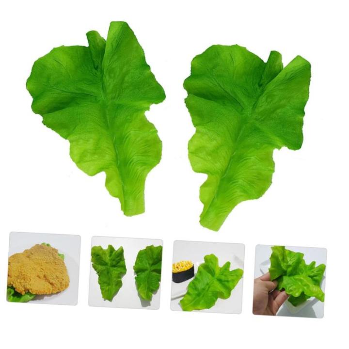10 Sätze PVC-Salat Obstdekor Realistisches Essen Gemüse-Foto-Requisiten Grünes Dekor Künstliches Gemüseblatt Gefälschtes Gemüse Künstliche Salatblätter Green 2 Stück * 10