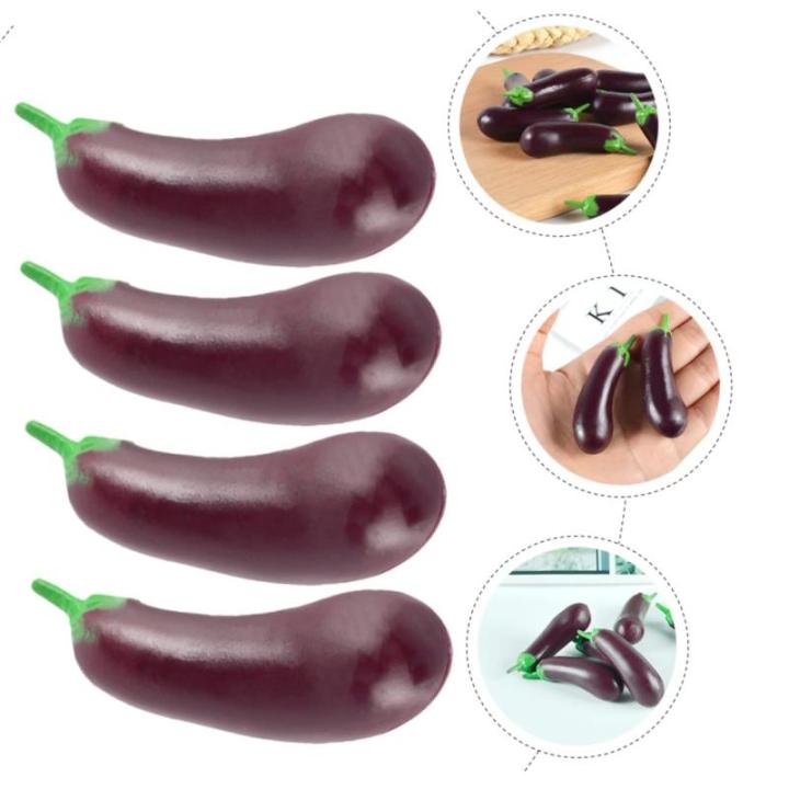 5 Sätze Simulation Aubergine Dekorative Mini-hausdekoration Interessantes Miniaturspielzeug Kdis-Spielzeug Zarte Miniatur-aubergine Kinderspielzeug Mini-Essen PVC 4 Stück * 5