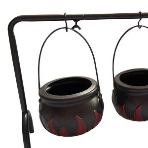 Hexeneimer-Ornament, Hexenglas, dekorativer Ornament-Süßigkeitseimer, Geschirreimer für Halloween, Schwarze rote Flamme