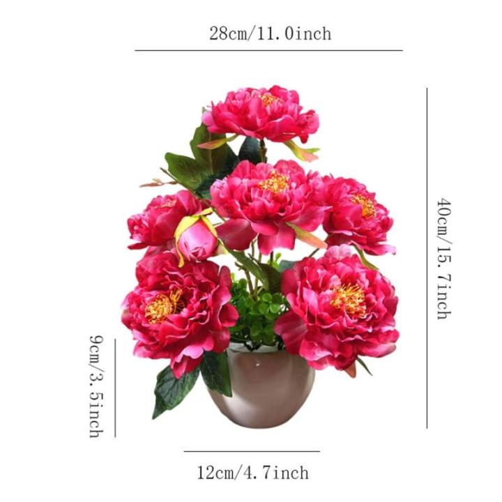 Kunstblumen Künstliche Pfingstrosen, Blumenarrangements, Zimmerpflanze für Heimbüro-Dekoration, künstliche Bonsai-Baum-Pfingstrose, 5 Farben für jeden Anlass