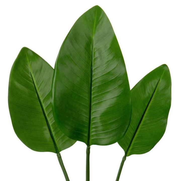 3 stuks grote kunstmatige paradijsvogelbladeren met lange steel verschillende maten tropische nep plantenblad plastic palmbladeren realistische bananenbladeren voor bloemstuk huis 
