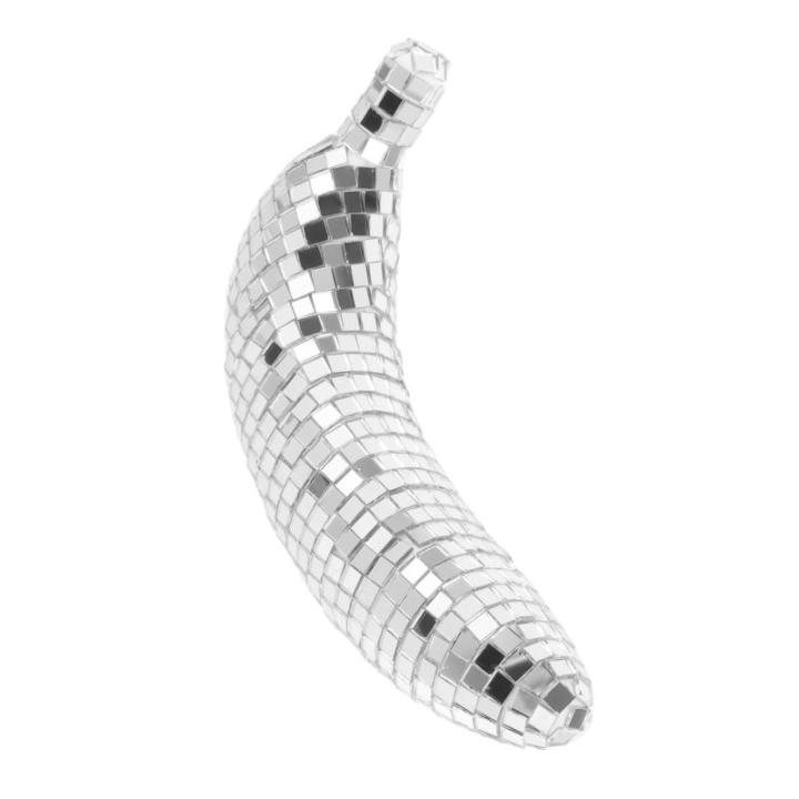 4 Stück Disco-Banane Deckel Disco-pflanzgefäß Reflektierende Spiegelkugeln Bachelorette-dekor Disco-Desktop-Dekoration Bananenverzierung Disco-Beleuchtung Armreif Schaum Silver
