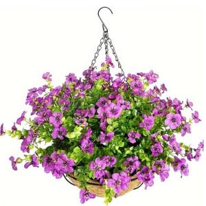 Hängende Blumenpflanze im Korb für Frühlingshochzeitsveranda-Gartenhöfe