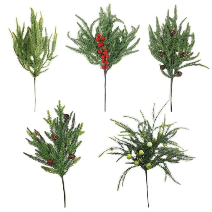 1 x realistischer 3D-Tannennadel-Zweig, Weihnachtsdekoration, Zypresse, grüner Kranz, Baumblätter, Füllstoffe, künstliche Weihnachtszweige N5m1