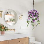 Pansy Kunstbloemen als echte viooltjes, hangende planten, kunstbloemen, Pansy met hanglamp, hoogte 70 cm, kamerplant, struik, decoratieve plant, groene plant