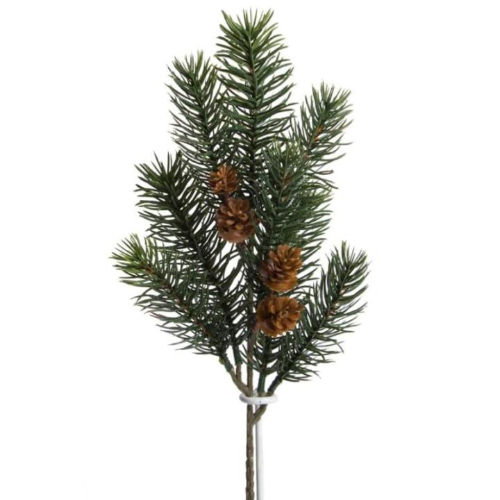 Kunstmatige dennentak/kersttak (spuitgiet) met kleine kegels (3 stuks)