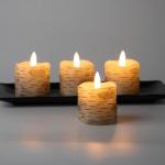 4 Witte Berken LED Kaarsen met Timerfunctie, Vlamloze Votiefkaarsen gemaakt van echt wax voor bruiloften, Batterij-aangedreven theelichtjes voor Kerstmis - D5cm