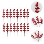 40 STK Simulation Rote Fruchtgabel Holly Beeren Stammt Künstliche Beerenstiele Künstliche Stechpalmenbeeren Weihnachtskranz Beere Gefälschte Beerenstiele Roter Beerenkranz Schau