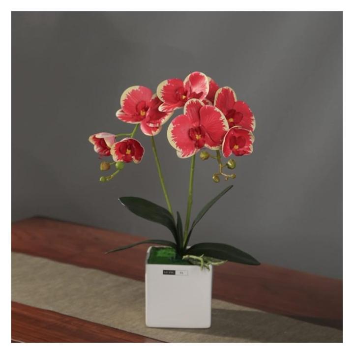 Kunstblumen Künstliches Phalaenopsis-Blumenarrangement, künstliche Orchideen-Bonsai im Topf, Pflanze für Zuhause, Büro, Küche, Schlafzimmer für jeden Anlass