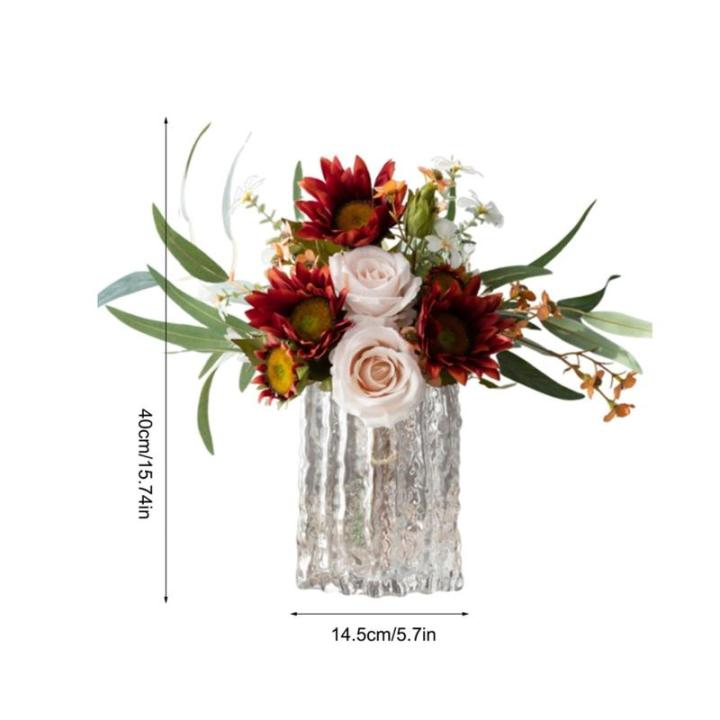 Kunstblumen Nordic Light Luxus-Kunstblumen in moderner Glasflasche – Elegante Blumendekoration, 14,5 x 40 cm für das Wohnzimmer für jeden Anlass