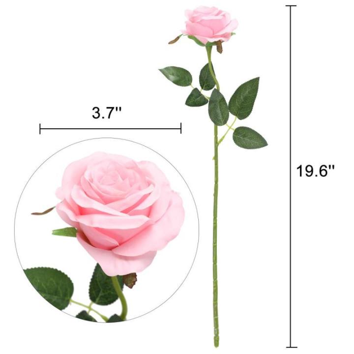 Kunstmatige Zijde Roos Bloem Enkele Stam Levensechte Nep Roos voor Bruiloft Boeket Bloemenarrangementen Huis Feest Bloemstuk Decoratie, 10 stuks (Roze)
