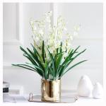 Kunstblumen Künstliche Blumen im Keramiktopf, gefälschte Orchideen-Phalaenopsis-Blumenarrangement für Zuhause, Büro, Küche, Schlafzimmer, Dekoration für jeden Anlass
