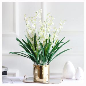 Kunstblumen Künstliche Blumen im Keramiktopf, gefälschte Orchideen-Phalaenopsis-Blumenarrangement für Zuhause, Büro, Küche, Schlafzimmer, Dekoration für jeden Anlass