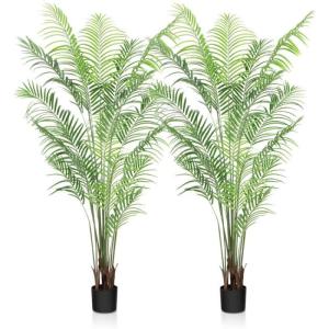 Kunstpalm, 190 cm, grote kunstplant in pot, kunststof palm, ziet eruit als een echte plant, decoratie voor woonkamer, balkon, slaapkamer, kantoor, cadeau voor een housewarming (2 s
