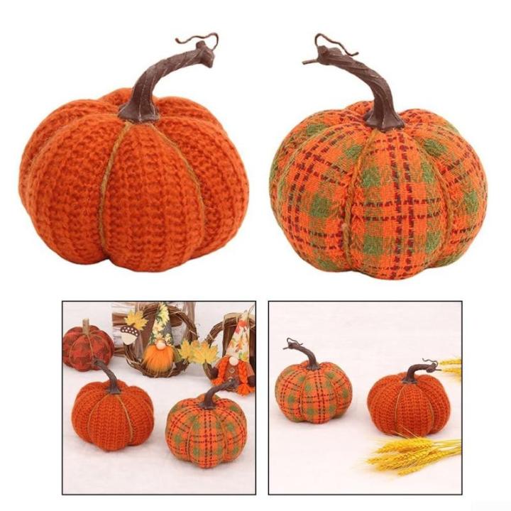 Vibrants Strickstoff Kürbis Ornament, perfekte Halloween-Ernte, Festival, Erntedankfest, Dekoration, erhältlich in verschiedenen Größen (1 klein)