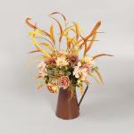 16,6 Zoll Künstlicher Blumentopf, Seidenblumen, Künstliche Blumen mit Metalltopf, Künstliche Rosensträuße mit Vase für Heimbüro-Desktop-Dekoration (Orange) (A)