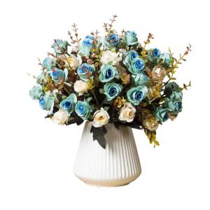 Kunstblumen Künstliche Rosenblumen, Topfschmuck, satte grüne Blätter, für Zuhause, Hochzeit, Büro, Tischdekoration, Geschenk für jeden Anlass