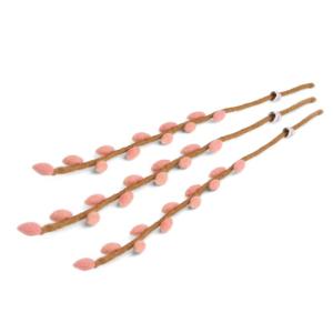 Gry & SIF Kunstpalmkittentakken, flexibele steel, decoratieve tak, kunsttak van vilt, wilgenkatje, kittenwilg, lentedecoratie, handgemaakt, Fairtrade I 43 cm, 3 x roze