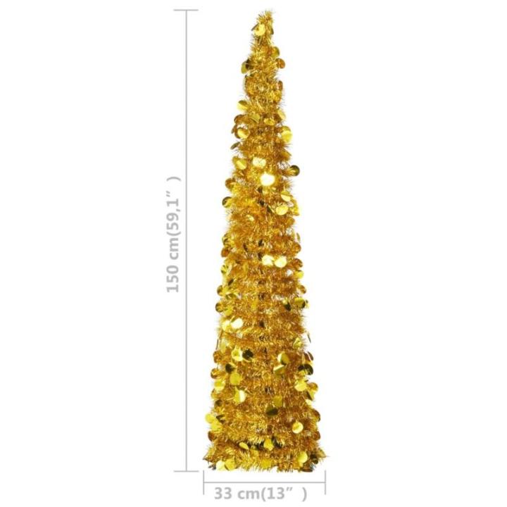 Künstlicher Pop-Up-Weihnachtsbaum Künstlicher Weihnachtsbaum Christbaum Tannenbaum Kunstbaum Weihnachten für Weihnachtsdeko Golden 150 cm PET