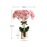 Kunstblumen Künstliche Blume mit goldenem Blumentopf, künstliche Orchideen – 12 Zweige, Elegante künstliche Orchideen, Bonsai-Simulationsblume für jeden Anlass