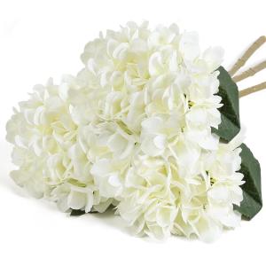 6 stuks zijden hortensia kunstbloemen realistische hortensia bloemen boeket voor bruiloften party kantoor huisdecoratie (wit)