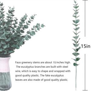Künstliche 20 Stück Eukalyptus Stiele,Pflanzen Innenbereich Eukalyptusblätter Grün Dekoration für Blumenstrauß Tafelaufsatz Blumenarrangement