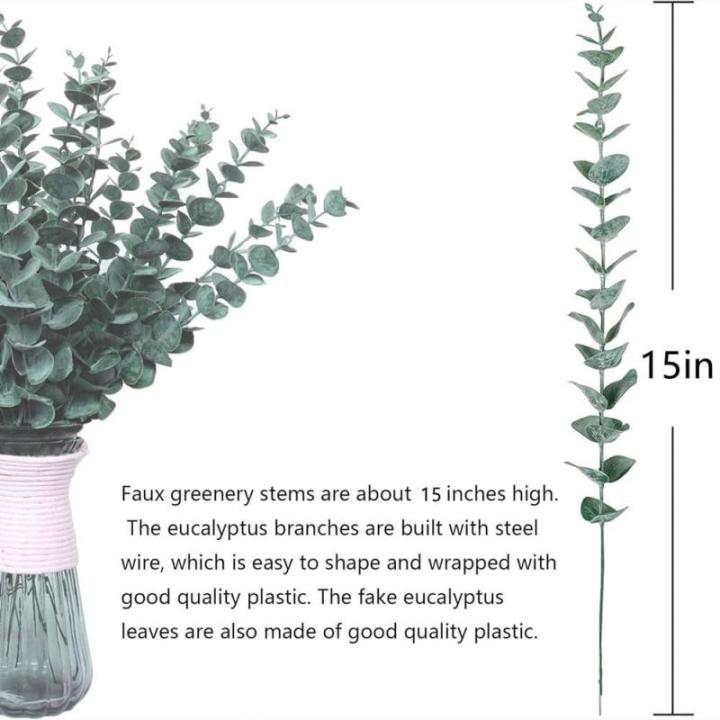 Künstliche 20 Stück Eukalyptus Stiele,Pflanzen Innenbereich Eukalyptusblätter Grün Dekoration für Blumenstrauß Tafelaufsatz Blumenarrangement