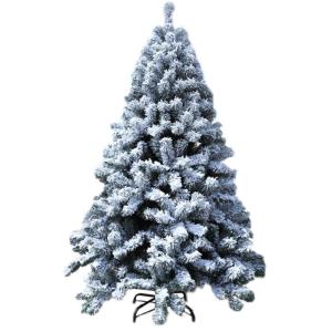 Beflockter Snoin-künstlicher Weihnachtsbaum, geschmückte Bäume, aufklappbares Premium-Kiefernholz mit Metallständer, automatische Ausbreitung für Weihnachtsdekoration, Grün, 