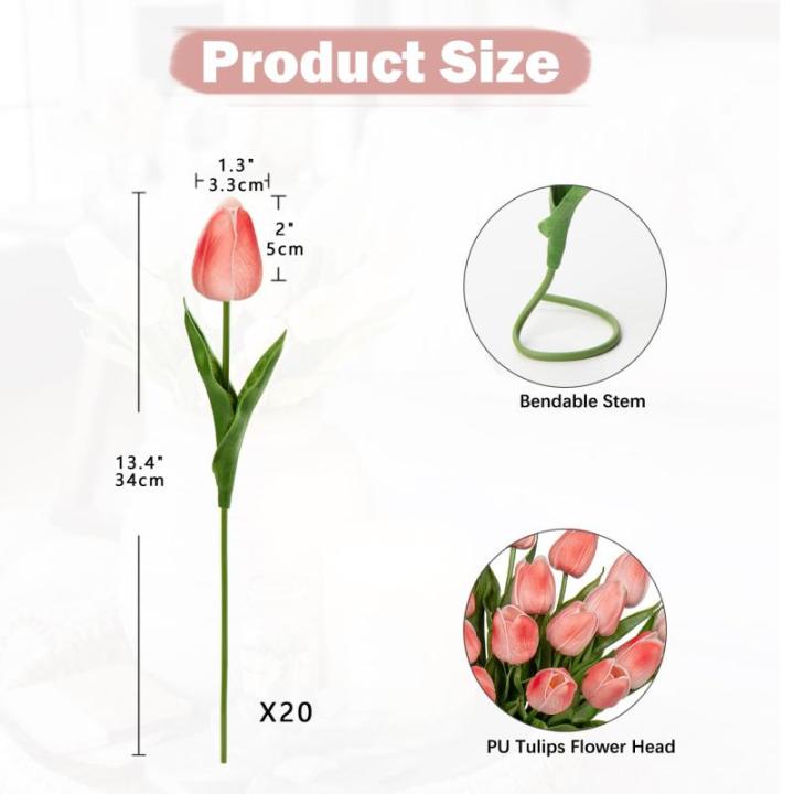 20 stuks tulpen kunstbloemen echte touch latex tulp bloemen decoratie kunstplant lengte 34 cm voor thuis kamer bruiloftsboeket party bloemstuk