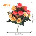 Friedhofsblumen für Grab, 4 Bündel Gefälschte Rosen 11,8 '' Künstliche Blüten für Graves 12 Blumenköpfe Seidengedenkblumen für Grabvase Cemetery Dekor Orange, künstliche B
