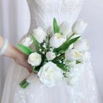 Hochzeitssträuße für die Braut, Rosen, Calla-Lilien, Hochzeitsblumen, künstliche Brautsträuße für eine rustikale Hochzeitszeremonie